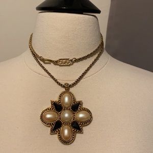Vintage YSL Pearl and Cabochon Necklace